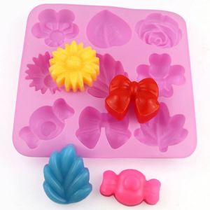 Molde de Silicona Ecológico con Logotipo Personalizado, 9 Cavidades con Diferentes Formas de Flores, para Hacer Pasteles, Velas, Jabones y Resina, OEM/ODM - Product Image 1