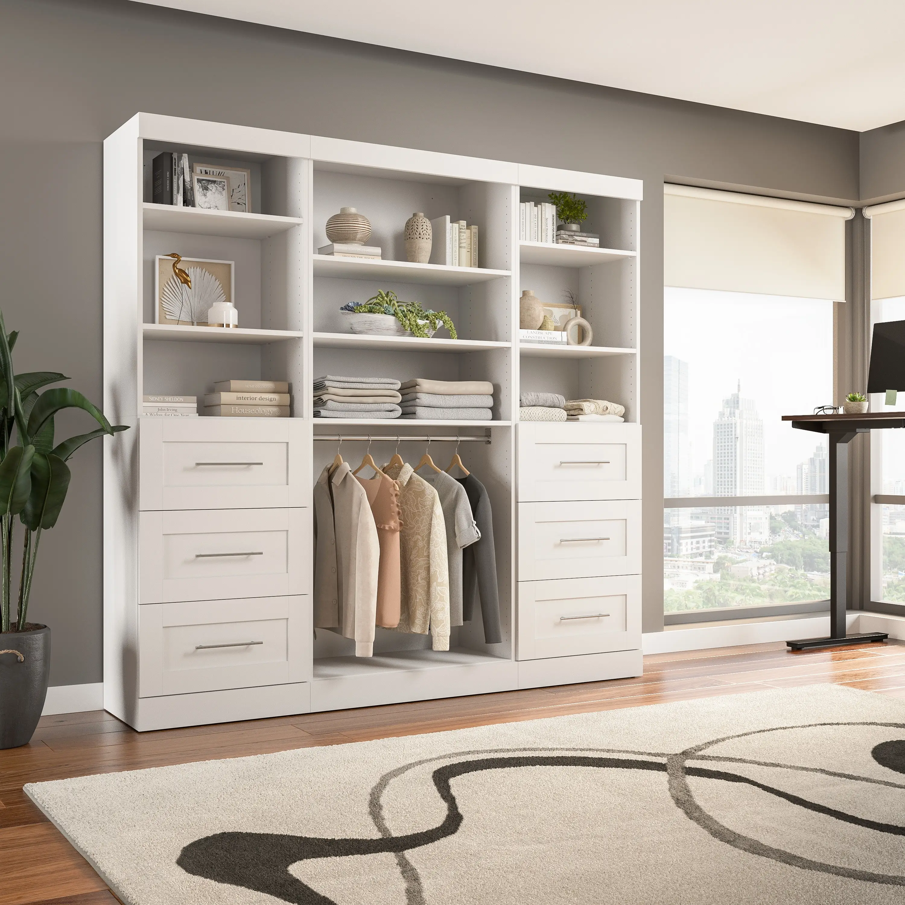 High-End Modern Bedroom Wardrobe with Glossy Acrylic Finish