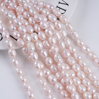 Perles de riz d'eau douce de couleur rose naturelle de qualité supérieure, 7 pouces, 8-9 mm, brins détachés pour la fabrication de bijoux