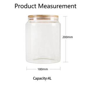 Conteneur alimentaire en <span class=keywords><strong>verre</strong></span> borosilicate de grande capacité 4L, couvercle hermétique en bambou, compatible lave-vaisselle, écologique, portable, <span class=keywords><strong>à</strong></span> large ouverture - Product Image 6