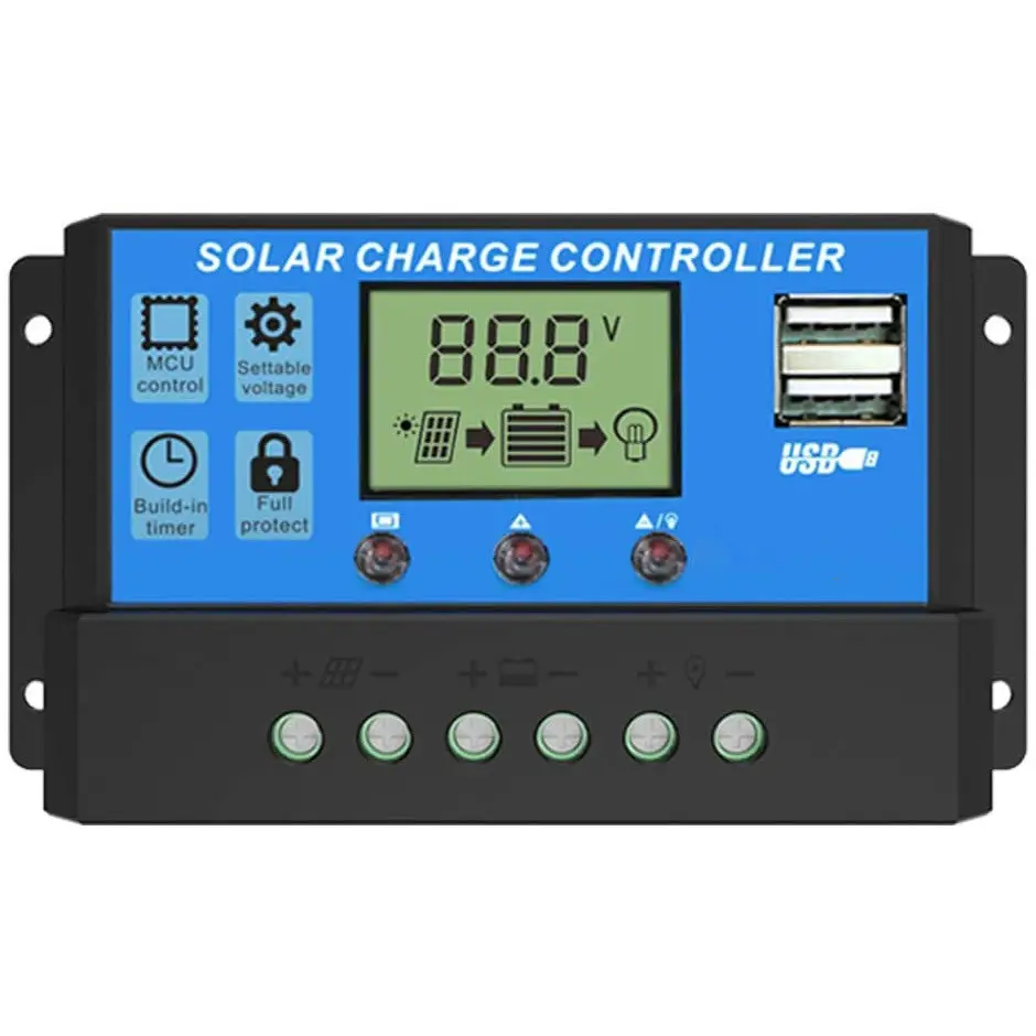 Solar system 12V 24V 48V Auto 10A 20A 30A manual pwm solar charge controller