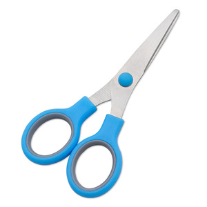 Childrens And Students Scissors 5 Inch Stainless Steel Round Pointed <b>Paper</b> Cutting For Home Office Use Blue Gray - Product Image 3