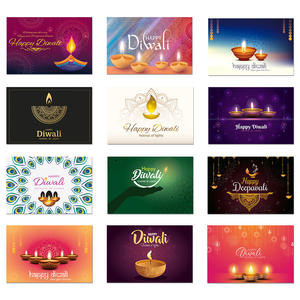 Moderno Diwali festivo linterna decoración pegatina Sobre Tarjeta <span class=keywords><strong>de</strong></span> invitación accesorios para fiesta vajilla y decoraciones - Product Image 4