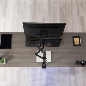 Extra Tall Vertically Stacked Dual Monitor Desk <strong>Mount</strong> <strong>Stand</strong> Fully Adjustable Extended Arms Monitor Bracket - Product Image 2