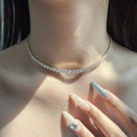 Hailey Geschenk Feenhafte Ethereal Tennis Gradient Style 18K Massivgold Voll-Diamant-Halskette – Perfekt für Bankette und Partys, ein echter Blickfang