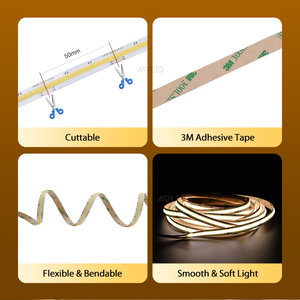 Adjustable <b>White</b> CCT COB LED <b>Strip</b> 640LED 10mm DC24V for Commercial Interior Ambient Home Decor Cabinet Ceiling - Product Image 2