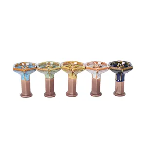 China Supplier Ceramic Glossy Hexagon Various Styles Smoke Pot Shisha Hookah Accessories