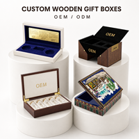 Boîte cadeau en MDF avec logo personnalisé, finition brillante, charnière, emballage de rangement fait main, avec flacon de parfum de luxe