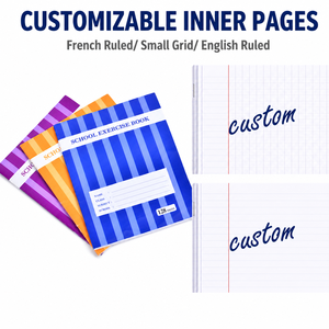 Cahier d'exercices scolaire personnalisé agrafé, lignage Seyès, couverture cartonnée, pour étudiants, fabrication en usine - Product Image 2