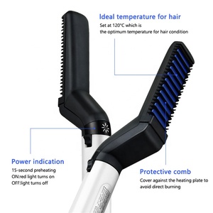 Electric Ceramic <strong>Beard</strong> Straightening Brush Comb Iron Hair <strong>Straightener</strong> for Men - Product Image 4