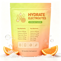 Poudre d'électrolytes en marque blanche sans sucre, saveur agrumes, sachets de nutrition sportive, Sodium, Potassium, Magnésium, Vitamine C