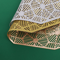Douze ciel étoilé PVC feuille d'or napperon et dessous de verre ensemble résistant à la chaleur Table à manger tapis nouveau en Stock fournitures pour la maison