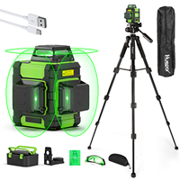 Niveau laser professionnel Huepar HM03CGT 12 lignes 360° pour extérieur avec trépied, modes manuel/automatique/impulsion, outil de précision à batterie longue durée