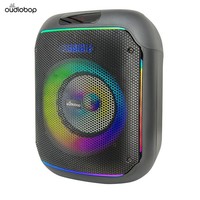 Enceinte Karaoké LED Circulaire RGB 60W avec Double Bobine Mobile de 8 Pouces, Haut-parleur d'Extérieur pour Fêtes, Prise en Charge TWS et Support Micro Sans Fil
