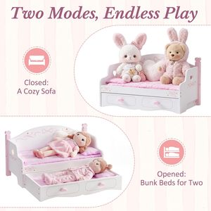 <span class=keywords><strong>Cuna</strong></span> <span class=keywords><strong>de</strong></span> Madera Maciza <span class=keywords><strong>de</strong></span> 18 Pulgadas, Sofá Cama Convertible, Colchón, Edredones, Almohadas, Diseño Moderno <span class=keywords><strong>para</strong></span> Dormitorio, Color Rosa - Product Image 5