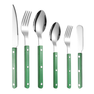 Ensemble de couverts en acier inoxydable 304 de style rétro élégant en gros, cuillères, fourchettes, couteaux en plastique ABS, ensemble de couverts de mariage - Product Image 1