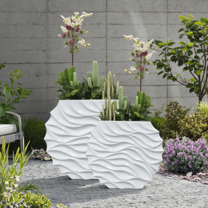 Design nordique créatif, pots de plantes de grande taille de haute qualité en fibre de verre enduite d'époxy blanc <span class=keywords><strong>pour</strong></span> la décoration extérieure de la maison et du jardin - Product Image 1