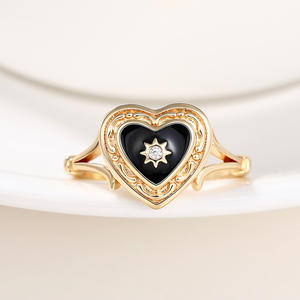 Q833 Heart Cut Diamond <b>Ring</b> 22k <b>Gold</b> Plated <b>Vintage</b> Women's Everyday Wear Jewelry - Product Image 6