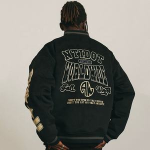 Мужская шерстяная бейсбольная куртка с вышивкой - Product Image 3