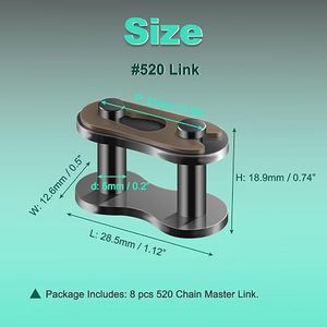 8 piezas de eslabones de cadena de repuesto 520 para motocicleta, moto de cross, <span class=keywords><strong>ATV</strong></span> y Quad de 50cc, 70cc, 90cc, 110cc, <span class=keywords><strong>125cc</strong></span> - Product Image 5