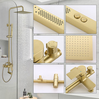 Robinet de douche mural moderne 3 fonctions chaud/froid en laiton brossé doré pour salle de bain domestique