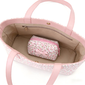 Cute Floral Quilted Mini <strong>Lipstick</strong> Bag Cotton Mini Makeup Pouch With Bow for Women Lip Gloss <strong>Case</strong> Travel Daily Beauty Accessory - Product Image 4