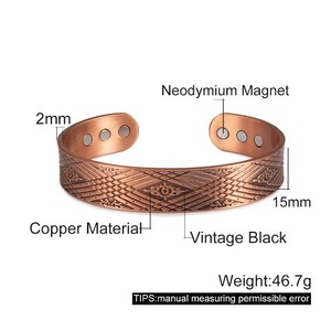 Cincin pasangan terapi ukiran bunga Plum cincin magnetik tembaga Vintage mewah untuk hadiah ulang tahun pertunangan pernikahan - Product Image 5