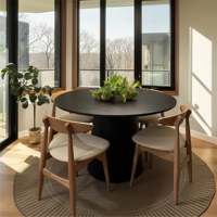 Table à manger ronde gain de place, design 6 places, table à manger italienne en bois extensible