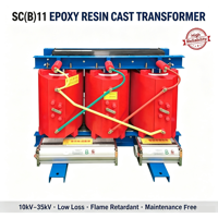 Transformateur de distribution triphasé à résine coulée de type sec 10kV-11kV 100-2500kVA, bobinage en cuivre, feuille d'acier au silicium, directement de l'usine