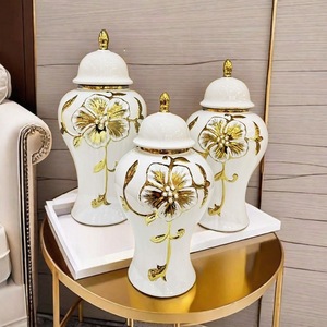 <span class=keywords><strong>Vase</strong></span> en céramique plaqué or, décoration artistique pour la maison, pot à gingembre en porcelaine pour la décoration de la pièce, meubles de salon, accessoires pour la maison - Product Image 4