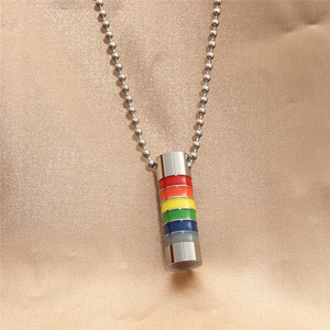 <b>Titanium</b> Steel Rainbow Cylindrical Pendant Themed Geometric Men's Fashion Jewelry Gift Summer 2021 - Product Image 1