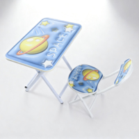 Ensemble table et chaise d'étude pliables et portables pour jeunes enfants, avec structure en MDF et métal, design écologique