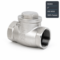Válvula de Retención de Giro de 2 Pulgadas, Acero Inoxidable CF8 200 WOG, Rosca NPT BSP, para Tuberías Industriales de Agua, Aceite y Gas
