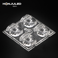 Lensa Optik LED HONJU 4-in-1 untuk Chip SMD 5050 Anti UV, Lensa PC untuk Lampu Taman Lanskap Luar Ruangan