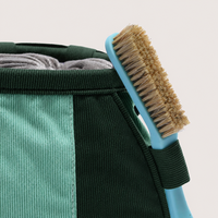 Sac à craie d'escalade en velours côtelé avec logo personnalisé, boucle pour brosse et ceinture, pochette à craie de bouldering bicolore verte OEM