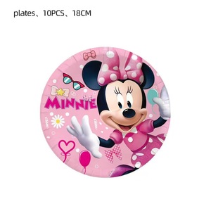Assiettes et gobelets en papier jetables sur le thème de <span class=keywords><strong>Minnie</strong></span> rose, décoration de fête d'anniversaire pour fille, bannière, ballons, nappe, décoration de gâteau - Product Image 4