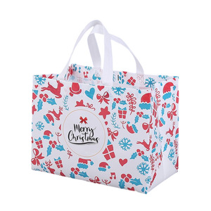 Sacs fourre-tout pliables personnalisés en non-tissé pour Noël, extra grands, motif léopard, réutilisables, imperméables, avec poignées, pour publicité, cadeaux, courses - Product Image 3