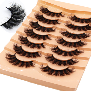 7 pares de pestañas postizas naturales y de filamento grueso con apariencia 3D realista y esponjosa - Product Image 1