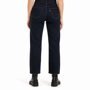 Jeans de mezclilla de cintura alta para mujer, ajustados, oscuros, transpirables, de verano, rectos, cortos, elásticos, hasta el tobillo, informales, OEM ODM - Product Image 2