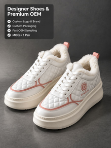 รองเท้าดีไซน์หรูสำหรับผู้หญิง คุณภาพสูง หนังบุขนแบบควิลท์ รุ่นใหม่ - Product Image 1