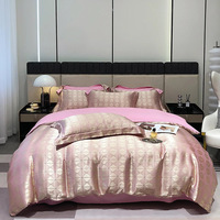 Parure de lit de luxe en jacquard, housse de couette douce et soyeuse, motif vintage élégant, draps et taies d'oreiller pour la maison, la chambre et l'hôtel