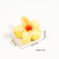 Pince à cheveux en plastique Hibiscus - 8 cm, motif floral hawaïen ombré, respirante, multifonctionnelle, pour femme, design personnalisé, usage quotidien ou mariage