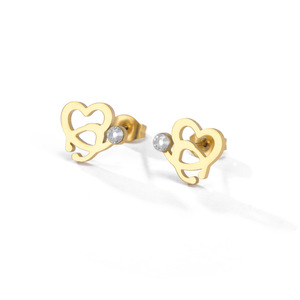 Boucles d'oreilles clous en zircon transparent en forme de cœurs entrecroisés, en acier inoxydable plaqué or 18 carats, bijoux tendance pour femme, cadeau pour amies - Product Image 1