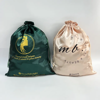 28x40cm Seidenbeutel mit Individuellem Logo-Druck, Staubdichte Satin-Perückenbeutel, Pinkfarbener Satin-Zugbeutel für Haarverpackungen