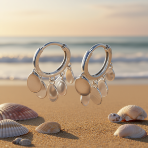 Gold <b>Hoop</b> <b>Earrings</b> With Dangling Discs And Teardrop Shapes For Women Trendy <b>Fashion</b> Jewelry Zinc Alloy E519 - Product Image 2