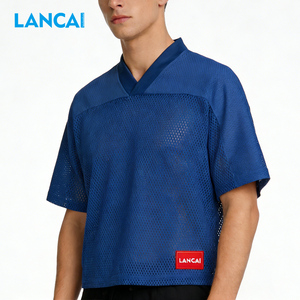 Dongguan Lancai Manufacturer Custom Printed Casual Sports Oversized Cropped Boxy Tees 100% Polyester Jersey Mesh t <b>Shirt</b> for <b>Men</b> - Product Image 3
