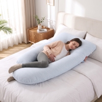 Oreiller de grossesse en forme de G en velours, amovible et lavable, pour un soutien complet du corps, oreiller de maternité pliable
