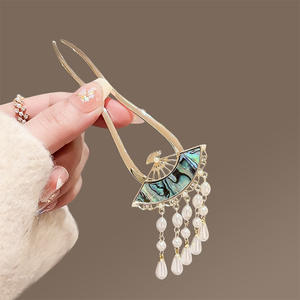 Classique chinois ventilateur cheveux bâton Hanfu accessoires pour femmes élégant en forme d'éventail épingle à cheveux décoration cheveux bijoux pour femmes - Product Image 6