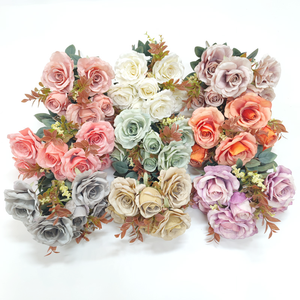 Floristería Suministro de flores decorativas Boda Decoración del hogar Flor artificial Ramo de rosas de seda - Product Image 4