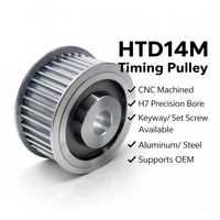 Poulie de distribution HTD 14M 14T | Pièces usinées CNC / Aluminium / Acier / Alésage de précision H7 / Rainure à clavette / OEM, Certification RoHS, Personnalisation